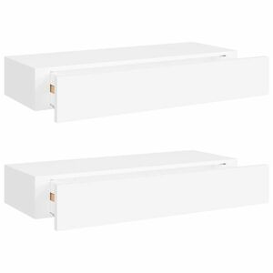 vidaXL 2 db fehér MDF falra szerelhető fiókos polc 60 x 23, 5 x 10 cm kép