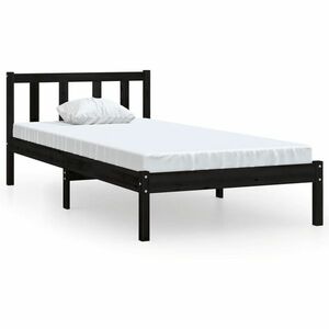vidaXL fekete tömör fenyőfa ágykeret 90 x 200 cm kép