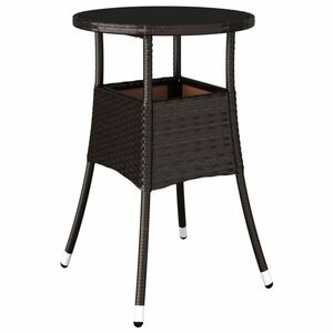 vidaXL barna polyrattan és edzett üveg kerti asztal Ø60 x 75 cm kép