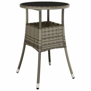 vidaXL szürke polyrattan és edzett üveg kerti asztal Ø60 x 75 cm kép