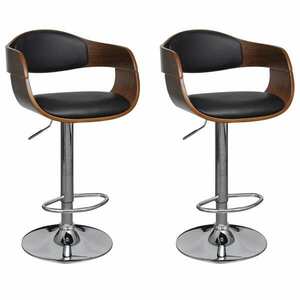 vidaXL 3052716 Bar Stools 2 pcs Black Bent Wood and Faux Leather (2x241053) kép