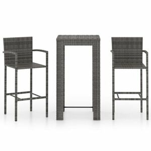 vidaXL 3 részes szürke polyrattan kerti bárszett kartámasszal kép