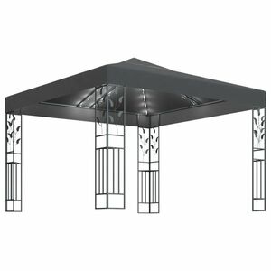 vidaXL antracitszürke pavilon LED fényfüzérrel 3 x 3 m kép