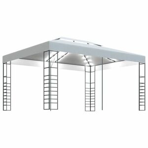 vidaXL fehér pavilon LED fényfüzérrel 4 x 3 x 2, 7 m kép