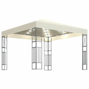 vidaXL krémszínű szövet pavilon LED fényfüzérrel 3 x 3 m kép