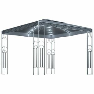 vidaXL antracitszürke pavilon LED fényfüzérrel 300 x 300 cm kép