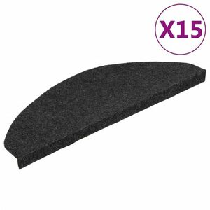 vidaXL 15 db fekete öntapadó lépcsőszőnyeg 65x22, 5x3, 5 cm kép