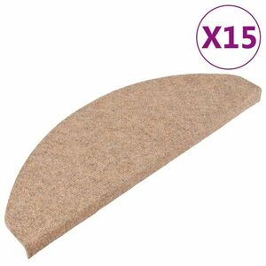 vidaXL 15 db bézs öntapadó lépcsőszőnyeg 65x22, 5x3, 5 cm kép