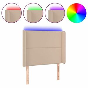 vidaXL cappuccino műbőr LED-es fejtámla 103x16x118/128 cm kép