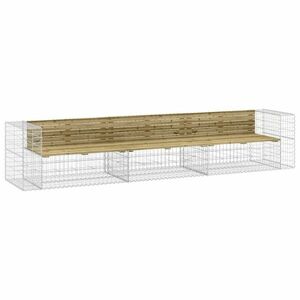 vidaXL tömör impregnált fenyőfa gabion kerti pad 347x71x65, 5 cm kép