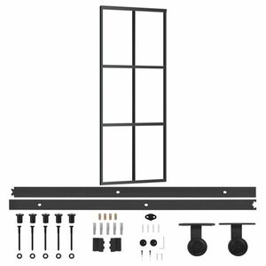 vidaXL ESG üveg és alumínium tolóajtó fényszerelvény-szettel 76x205 cm kép