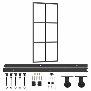 vidaXL ESG üveg és alumínium tolóajtó fémszerelvény-szettel 90x205 cm kép