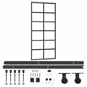 vidaXL ESG üveg és alumínium tolóajtó fémszerelvény-szettel 90x205 cm kép