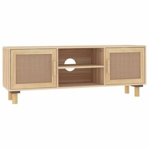 vidaXL barna fenyőfa és természetes rattan TV-szekrény 105x30x40 cm kép