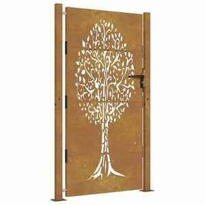 vidaXL rozsdaszínű famintás corten acél kerti kapu 105 x 205 cm kép