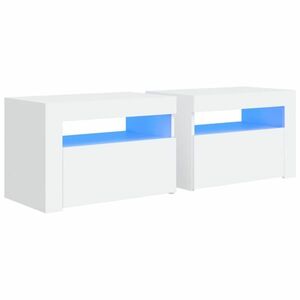 vidaXL 2 db fehér éjjeliszekrény LED-del 60 x 35 x 40 cm kép