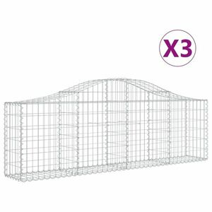 vidaXL 3 db íves horganyzott vas gabion kosár 200x30x60/80 cm kép