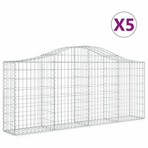 vidaXL 5 db íves horganyzott vas gabion kosár 200x30x80/100 cm kép