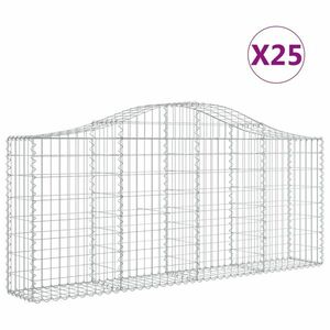 vidaXL 25 db íves horganyzott vas gabion kosár 200x30x80/100 cm kép