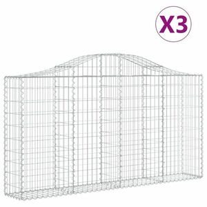 vidaXL 3 db íves horganyzott vas gabion kosár 200x30x100/120 cm kép