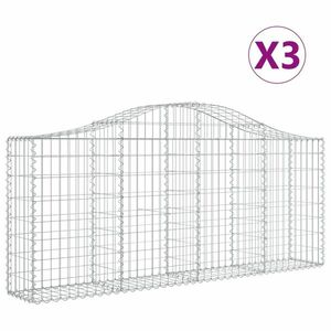 vidaXL 3 db íves horganyzott vas gabion kosár 200x30x80/100 cm kép