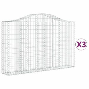 vidaXL 3 db íves horganyzott vas gabion kosár 200x30x120/140 cm kép