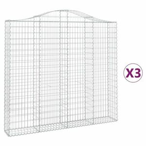 vidaXL 3 db íves horganyzott vas gabion kosár 200x30x180/200 cm kép