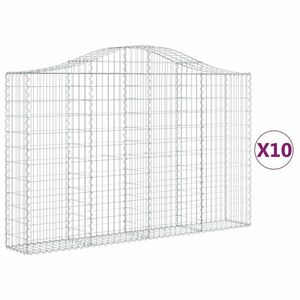 vidaXL 10 db íves horganyzott vas gabion kosár 200x30x120/140 cm kép