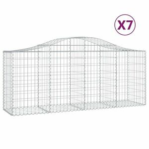 vidaXL 7 db íves horganyzott vas gabion kosár 200x50x80/100 cm kép