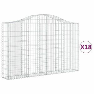 vidaXL 18 db íves horganyzott vas gabion kosár 200x30x120/140 cm kép