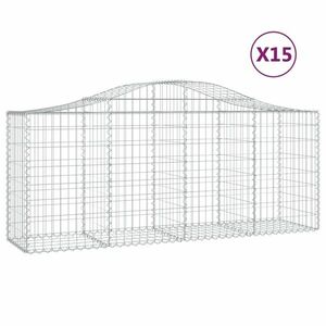 vidaXL 15 db íves horganyzott vas gabion kosár 200x50x80/100 cm kép