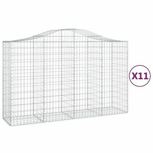 vidaXL 11 db íves horganyzott vas gabion kosár 200x50x120/140 cm kép