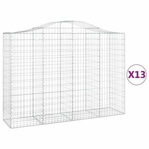 vidaXL 13 db íves horganyzott vas gabion kosár 200x50x140/160 cm kép