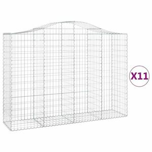 vidaXL 11 db íves horganyzott vas gabion kosár 200x50x140/160 cm kép