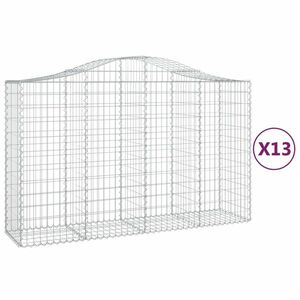 vidaXL 13 db íves horganyzott vas gabion kosár 200x50x120/140 cm kép