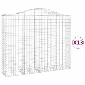 vidaXL 13 db íves horganyzott vas gabion kosár 200x50x160/180 cm kép