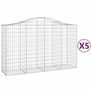 vidaXL 5 db íves horganyzott vas gabion kosár 200x50x120/140 cm kép