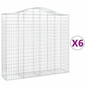 vidaXL 6 db íves horganyzott vas gabion kosár 200x50x180/200 cm kép