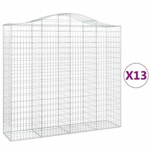 vidaXL 13 db íves horganyzott vas gabion kosár 200x50x180/200 cm kép