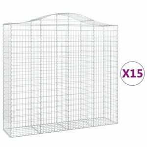 vidaXL 15 db íves horganyzott vas gabion kosár 200x50x180/200 cm kép