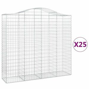 vidaXL 25 db íves horganyzott vas gabion kosár 200x50x180/200 cm kép