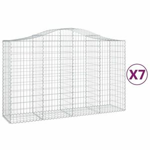 vidaXL 7 db íves horganyzott vas gabion kosár 200x50x120/140 cm kép