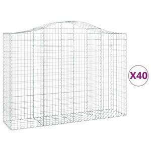 vidaXL 40 db íves horganyzott vas gabion kosár 200x50x140/160 cm kép