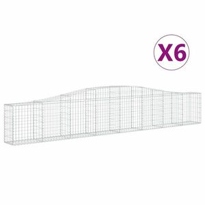 vidaXL 6 db íves horganyzott vas gabion kosár 400x30x60/80 cm kép