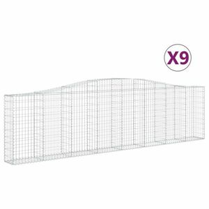 vidaXL 9 db íves horganyzott vas gabion kosár 400x30x100/120 cm kép