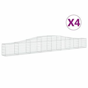 vidaXL 4 db íves horganyzott vas gabion kosár 400x30x40/60 cm kép