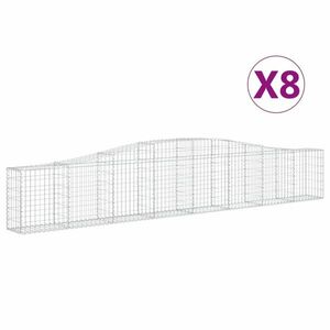 vidaXL 8 db íves horganyzott vas gabion kosár 400x30x60/80 cm kép