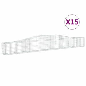 vidaXL 15 db íves horganyzott vas gabion kosár 400x30x40/60 cm kép