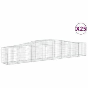 vidaXL 25 db íves horganyzott vas gabion kosár 400x50x60/80 cm kép