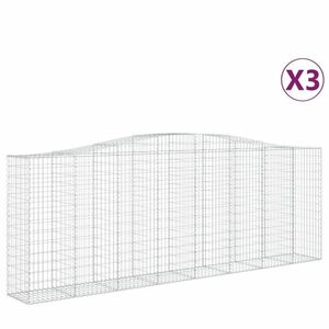 vidaXL 3 db íves horganyzott vas gabion kosár 400x50x140/160 cm kép